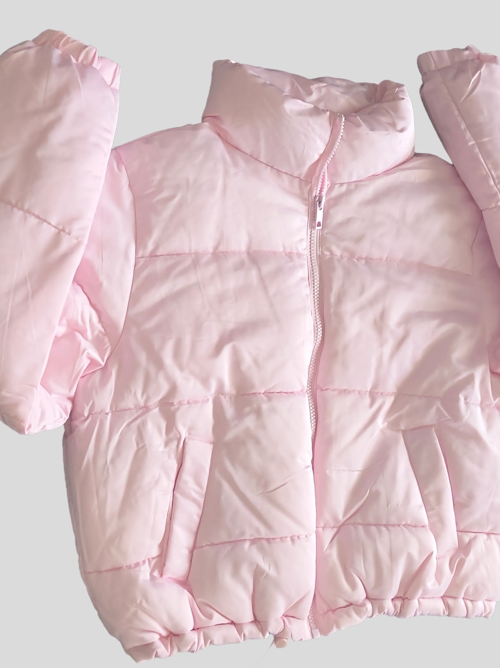 Derek Heart Light Pink Women's Puffer Jacket. Waist Crop Style